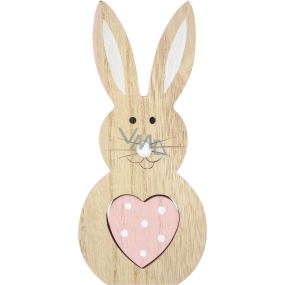 Wooden rabbit with pink heart 16 cm