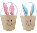 Basket textile bunny with ears 18 x 15,5 cm