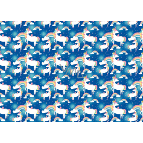 Ditipo Gift wrapping paper 70 x 100 cm Blue with unicorn 2 sheets