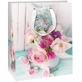 Ditipo Paper gift bag 26,4 x 32,4 x 13,7 cm Roses in a vase