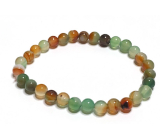 Agate peacock bracelet elastic natural stone, ball 6 mm / 16 - 17 cm