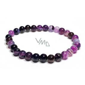 Agate purple bracelet elastic natural stone, ball 6 mm / 16 - 17 cm