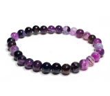 Agate purple bracelet elastic natural stone, ball 6 mm / 16 - 17 cm