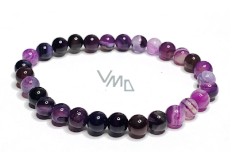 Agate purple bracelet elastic natural stone, ball 6 mm / 16 - 17 cm