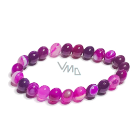 Agate pink lace bracelet elastic natural stone, ball 8 mm / 16 - 17 cm