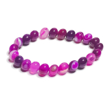 Agate pink lace bracelet elastic natural stone, ball 8 mm / 16 - 17 cm