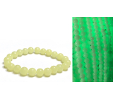 Jade Luminois Light Phosphorescent, yellow glow in the dark, bracelet elastic natural stone, bead 8 mm / 16 - 17 cm