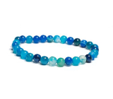 Agate blue lake bracelet elastic natural stone, ball 6 mm / 16 - 17 cm