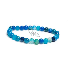 Agate blue lake bracelet elastic natural stone, ball 6 mm / 16 - 17 cm