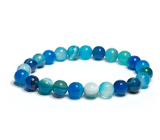 Agate blue lake bracelet elastic natural stone, ball 8 mm / 16 - 17 cm