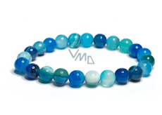Agate blue lake bracelet elastic natural stone, ball 8 mm / 16 - 17 cm