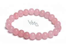 Rose bracelet elastic natural stone, ball 8 mm / 16 - 17 cm, love stone