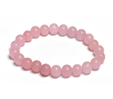 Rose bracelet elastic natural stone, ball 8 mm / 16 - 17 cm, love stone