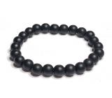 Onyx black matte bracelet elastic natural stone, bead 8 mm / 16-17 cm, life force stone