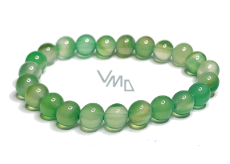 Agate green bracelet elastic natural stone, ball 8 mm / 16-17 cm, symbolizes the element of earth