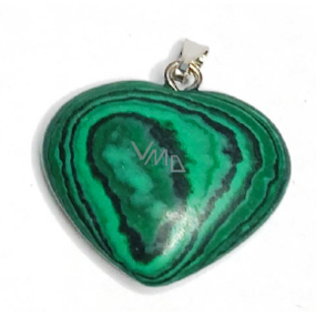 Malachite Heart Pendant 2,2 cm 1 piece, stone of fulfilled wishes