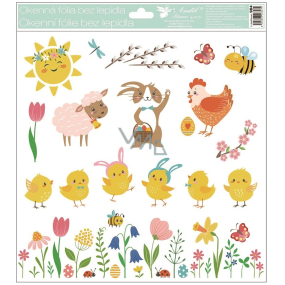 Window film without glue Easter pink sheep 30 x 33,5 cm
