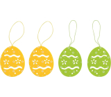 Egg for hanging yellow-green 7 cm 4 pieces in bag