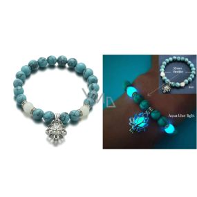 Tyrkenite glow-in-the-dark light-blue, bracelet elastic natural stone, ball 8 mm / 16-17 cm, stone of young people, looking for a life goal