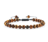 Tiger eye bracelet natural stone hand knitted, adjustable size, ball 6 mm, sun and earth stone, brings luck and wealth
