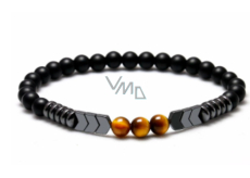 Onyx / Tiger eye / Hematite bracelet elastic natural stone matt, ball 8 mm / 16 - 17 cm