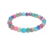 Agate multicoloured facet chakrt bracelet elastic natural stone, ball 6 mm / 16 - 17 cm