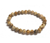 Jasper picture bracelet elastic natural stone, ball 6 mm / 16 - 17 cm, stone of positive energy