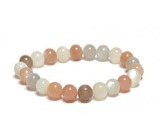 Moonstone mix color bracelet elastic natural stone, ball 8 mm / 16 - 17 cm, stone of destiny
