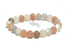 Moonstone mix color bracelet elastic natural stone, ball 8 mm / 16 - 17 cm, stone of destiny