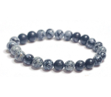 Obsidian flake bracelet elastic natural stone, bead 8 mm / 16-17 cm, rescue stone