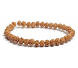 Rudraksha elastic bracelet made of natural seed, ball 6 mm / 16 - 17 cm