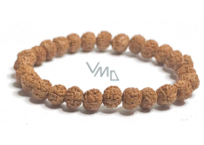 Rudraksha natural seed elastic bracelet, ball 8 mm / 16-17 cm