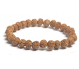 Rudraksha natural seed elastic bracelet, ball 8 mm / 16-17 cm