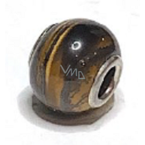 Tiger eye pendant round natural stone 14 mm, hole 4,2 mm 1 piece, stone of sun and earth, brings luck and wealth