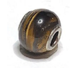 Tiger eye pendant round natural stone 14 mm, hole 4,2 mm 1 piece, stone of sun and earth, brings luck and wealth
