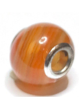Carnelian pendant round natural stone 14 mm, hole 4,2 mm 1 piece, Teach us here and now