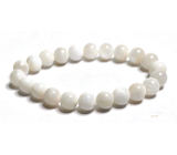 Moonstone white bracelet elastic natural stone, bead 8 mm / 16-17 cm, stone of destiny