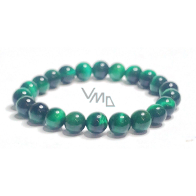 Tiger's eye green bracelet elastic natural stone, ball 8 mm / 16-17 cm, stone of sun and earth, brings luck and wealth