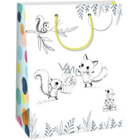 Ditipo Gift paper bag 22 x 10 x 29 cm Kreativ white - fox and squirrel