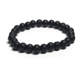 Agate black matte bracelet elastic natural stone, bead 8 mm / 16-17 cm, gives courage and strength