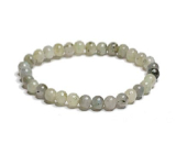 Labradorite bracelet elastic natural stone, ball 6 mm / 16 - 17 cm, stone of transformation