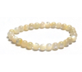 Pearl elastic bracelet made of natural shell, ball 6 mm / 16-17 cm, symbol of femininity