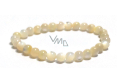 Pearl elastic bracelet made of natural shell, ball 6 mm / 16-17 cm, symbol of femininity
