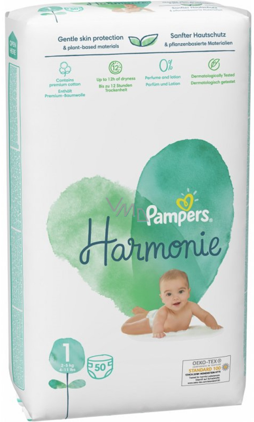 Pampers Harmonie size 1, 2 - 5 kg diaper panties 50 pcs - VMD
