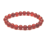 Agate red elastic natural stone, bead 8 mm / 16-17 cm, adds strength