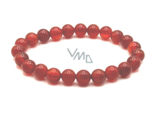 Agate red elastic natural stone, bead 8 mm / 16-17 cm, adds strength