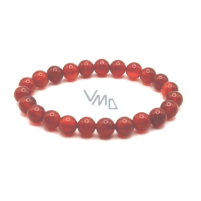 Agate red elastic natural stone, bead 8 mm / 16-17 cm, adds strength