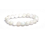 Moonstone white bracelet elastic natural stone, ball 10 mm / 16-17 cm, stone of destiny