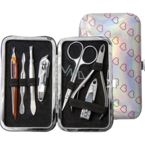 Donegal Manicure set 7 pieces metallic silver with hearts 2427