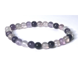 Fluorite purple-clear bracelet elastic natural stone, ball 6 mm / 16-17 cm, stone of geniuses
